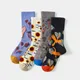 Chaussettes Jacquard en coton peigné doux pour femmes et hommes chaussettes japonaises Harajuku