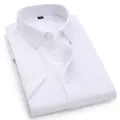 Robe décontractée à manches courtes pour homme chemise en sergé blanc bleu rose marque sociale