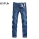 KSTUN-Jean bleu pour homme pantalon en denim coupe slim coupe droite style cowboys mode