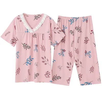 Grande taille M-4XL femmes pyjamas ensembles doux vêtements de nuit d'été à manches courtes pyjamas