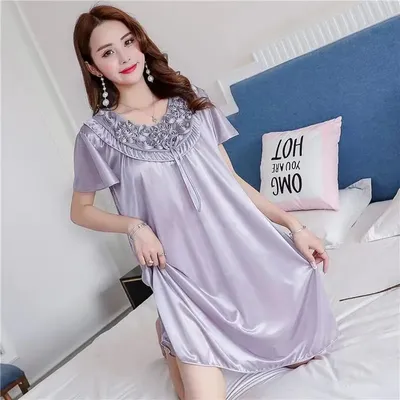 Chemise de nuit sexy en satin pour femmes vêtements de nuit injSoft grande taille dentelle S-XL