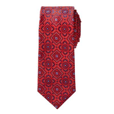 Men's Big & Tall KS Signature Extra Long Classic Fancy Tie by KS Signature in Deep Red Medallion Necktie