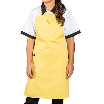 Uncommon Chef 3127 Egg Gold Customizable Poly-Cotton Avalanche Bib Apron with Natural Webbing and 3 Pockets - 34" x 23"
