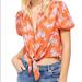 Free People Tops | Free People Celia Printed Blouse Size Small | Color: Orange | Size: S