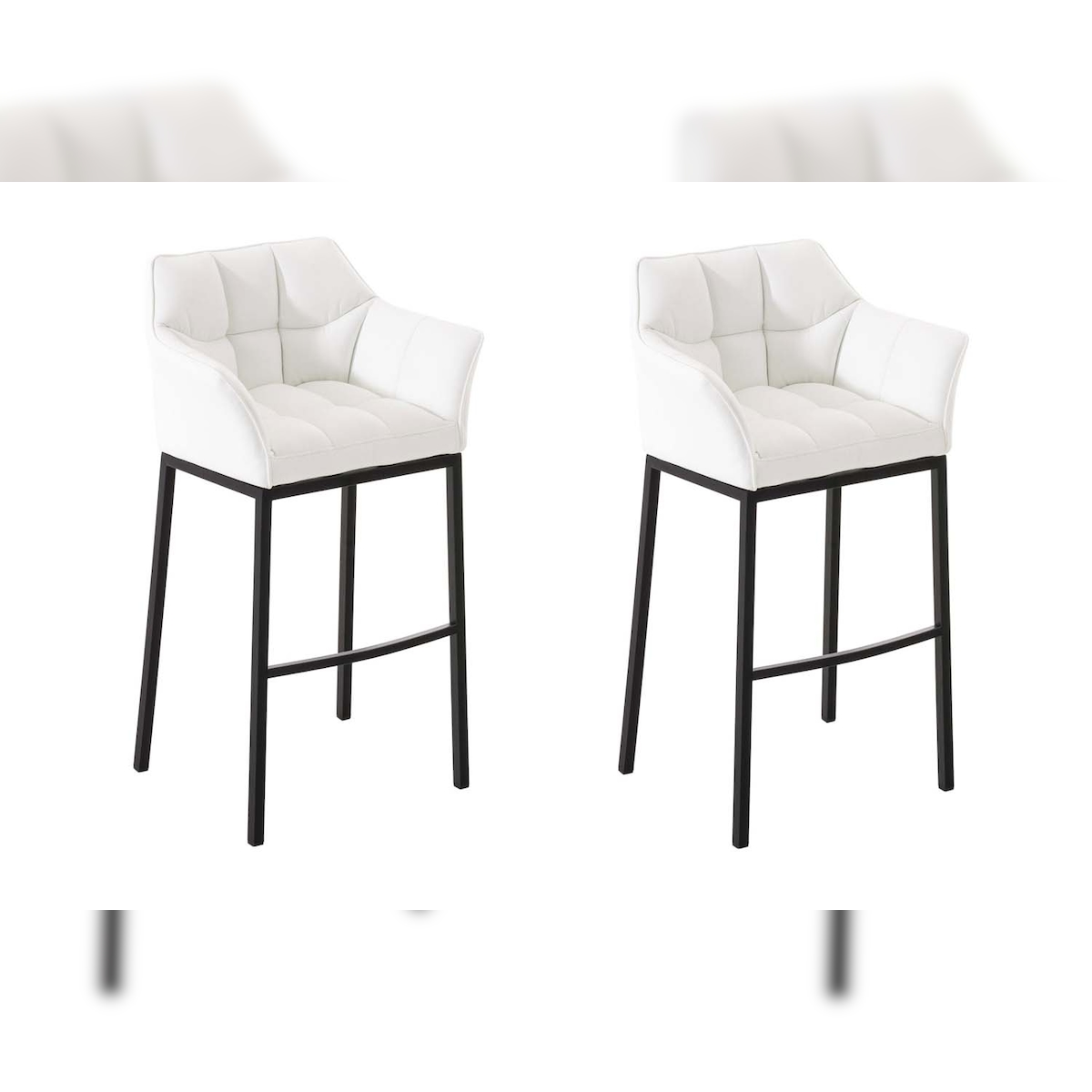 CLP 2er Set Barhocker Damaso Kunstleder mit Vierfußgestell weiß/schwarz Image