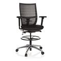 hjh OFFICE 721941 High End Arbeitsstuhl TOP Work 98 Stoff Schwarz ergonomischer Counterstuhl mit Rollen