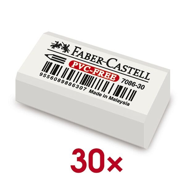 Faber-Castell 30er-Pack Qualitätsradierer »Latex-free 7086-30« weiß, 4.1x1.2x1.8 cm Image