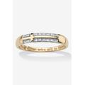 Men's Big & Tall 14K Gold over Sterling Silver Diamond Accent Sideways Cross Ring by PalmBeach Jewelry in Diamond (Size 12)