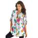 Plus Size Women's English Floral Big Shirt by Roaman's in White Hibiscus Floral (Size 44 W) Button Down Tunic Shirt Blouse