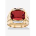 Men's Big & Tall Men's Yellow Gold-Plated Created Ruby White and Diamond Accent Ring by PalmBeach Jewelry in Ruby Diamond (Size 11)