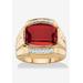 Men's Big & Tall Men's Yellow Gold-Plated Created Ruby White and Diamond Accent Ring by PalmBeach Jewelry in Ruby Diamond (Size 11)