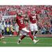 CeeDee Lamb Oklahoma Sooners Unsigned Crimson Jersey Throwing a Pass During 2018 College Football Playoff Semifinal Photograph