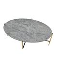 Everly Quinn Kikuko 48" Gray & Champagne Faux Marble & Metal Oval Coffee Table Faux Marble/Metal in Brown/Gray | 18 H x 48 W x 33 D in | Wayfair
