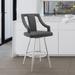 Corrigan Studio® Abhijot Contemporary Swivel Counter or Bar Height Bar Stool w/ Arms in Faux Leather | 45 H x 21 W x 24 D in | Wayfair