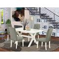 Winston Porter Connersville 5 - Piece Dining Set Wood/Upholstered in Brown/Green/White | Wayfair 468AEE6F26164CECB356D9D6094A80F3