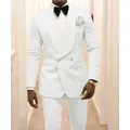 Costumes de marié à motif blanc GroomTIME pour hommes smokings de marié revers châle costume de