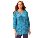 Plus Size Women's Suprema® Feather Together Tee by Catherines in Teal Feather (Size 0X)