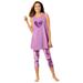 Plus Size Women's Scoopneck Tank & Capri Legging PJ Set by Dreams & Co. in Plum Burst Tie Dye (Size 14/16) Pajamas