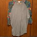 Lularoe Tops | Grey Quarter Sleeve Lula Roe Shirt | Color: Blue/Gray/Green/Red/Yellow | Size: L