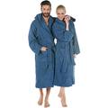 CelinaTex 5001170 Terry Towelling Bathrobe with Hood Cotton Sauna Gown for Men and Women Quality Dressing Gown Fluffy Cuddly Öko-Tex Montana Hooded Bathrobe Size L Blue