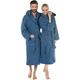 CelinaTex 5001170 Terry Towelling Bathrobe with Hood Cotton Sauna Gown for Men and Women Quality Dressing Gown Fluffy Cuddly Öko-Tex Montana Hooded Bathrobe Size L Blue