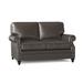 Bradington-Young West Haven 59" Genuine Leather Rolled Arm Loveseat Genuine Leather in Gray/Black | 36 H x 59 W x 38 D in | Wayfair