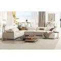 White Sectional - Wade Logan® Azaylee 7-Pieces Feather Down Cozy Cloud sectional Linen | 31 H x 178 W x 135 D in | Wayfair