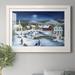 The Holiday Aisle® Moonlit Skaters by J Paul - Picture Frame Painting Print on Paper in Gray/Red | 31.5 H x 23.5 W x 1.5 D in | Wayfair