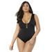 Plus Size Women's Strappy Scoopneck One Piece Swimsuit by Swimsuits For All in Black (Size 12)