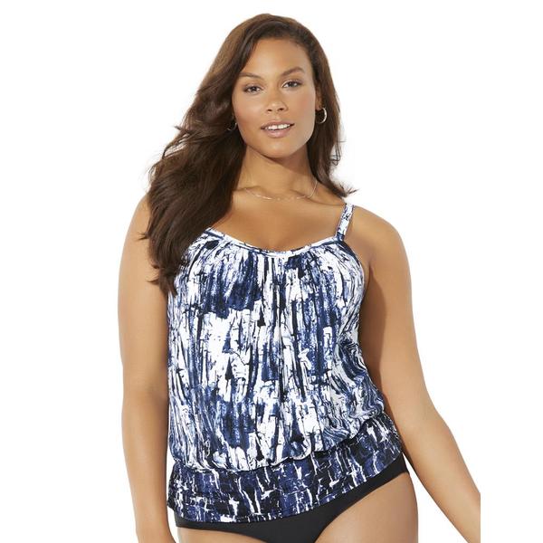 plus-size-womens-lightweight-scoop-neck-blouson-tankini-top-by-swimsuits-for-all-in-navy-bamboo--size-26-/