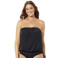 Plus Size Women's Bandeau Blouson Tankini Top by Swimsuits For All in Black (Size 12)