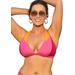 Plus Size Women's Romancer Colorblock Halter Triangle Bikini Top by Swimsuits For All in Pink Orange (Size 14)