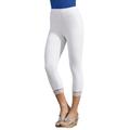 Plus Size Women's Lace-Trim Essential Stretch Capri Legging by Roaman's in White (Size 30/32)