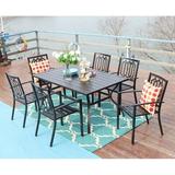 Lark Manor™ Alyah Rectangular 6 - Person 60" Long Outdoor Dining Set Metal in Black | 28 H x 60 W x 38 D in | Wayfair