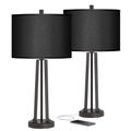 Possini Euro 25 1/2" Bronze and Black Faux Silk USB Lamps Set of 2