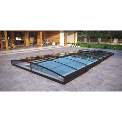 Poolüberdachung / Schwimmbeckenüberdachung mit einseitiger Schiene SkyCover® Neo 3.5x6.3m