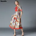 Banulin haute qualité 2020 plus récent piste concepteur robe d'été femmes à manches courtes col de
