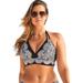 Plus Size Women's Avenger Halter Bikini Top by Swimsuits For All in Black White Lace Print (Size 14)