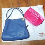 Coach Bags | Coach Denim Blue Pebble Leather Bag | Color: Blue/Gold | Size: 12" H X 12" L X 4" W & 9" Shoulder Dtop