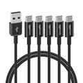 Amazon Basics - Schnellladekabel, USB-C auf USB-A 2.0, 5 Stück, 480 MBit/s, USB-IF-zertifiziert, für Apple iPhone 15, iPad, Samsung Galaxy, Tablets, Laptops, 0.9 m, schwarz