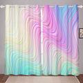 Modern Marble Window Treatments Girls Pastel Rainbow Marble Printed Curtains for Children Kids Teens Chic Luxury Colorful Stripe Lines Window Drapes Window Curtain Room Decor W46*L54