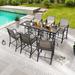 Red Barrel Studio® Square 6 - Person 24.8" Long Bar Height Outdoor Dining Set Metal in Gray | 24.8 W x 24.8 D in | Wayfair