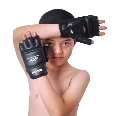 Gants de boxe demi-doigts pour enfants mitaines de karaté Sanda protecteur de taekwondo sac de