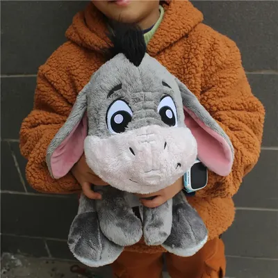 Animal en peluche pour enfant, thème de dessin animé Bourriquet, âne gris, cadeau mignon et doux,