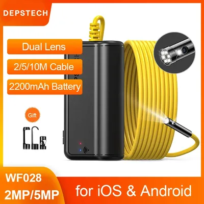 Deepstech double objectif 2MP 5MP caméra Endoscope sans fil Inspection serpent caméra Zoomable WiFi