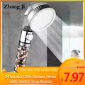 ZhangJi Salle de Bain Pomme de Douche SPA 3-Fonctions avec Bouton d'Arrêt Haute Pression Filtre