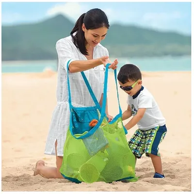 Sac de plage en maille 1 pièce sac à main Portable Durable d'intérieur et d'extérieur stockage de