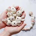 Attache-tétine en bois pour bébé 1 pièce Crochet de sucette en chaîne mignon lapin Panda perles