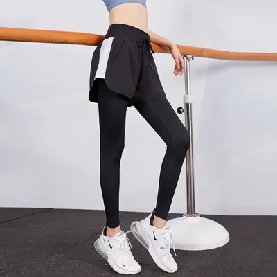 VANSYDICAL – pantalon de course 2 en 1 pour femme legging de Yoga de Jogging extensible avec