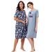 Plus Size Women's 2-Pack Short-Sleeve Sleepshirt by Dreams & Co. in Navy Paisley Hearts (Size 3X/4X) Nightgown